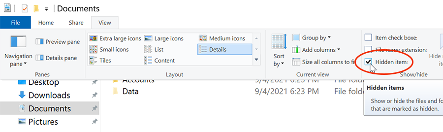 view hidden files windows 10
