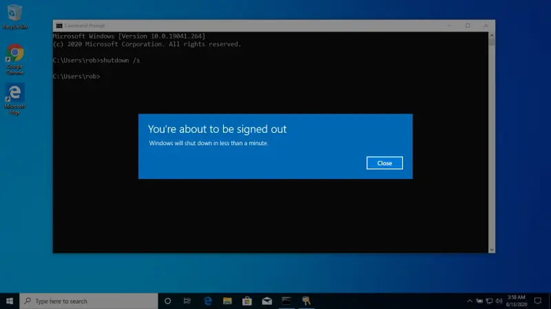 shutdown command windows 10