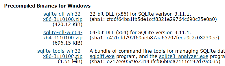 how to install sqlite database in windows 10