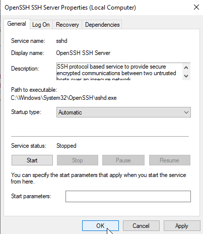 install ssh windows