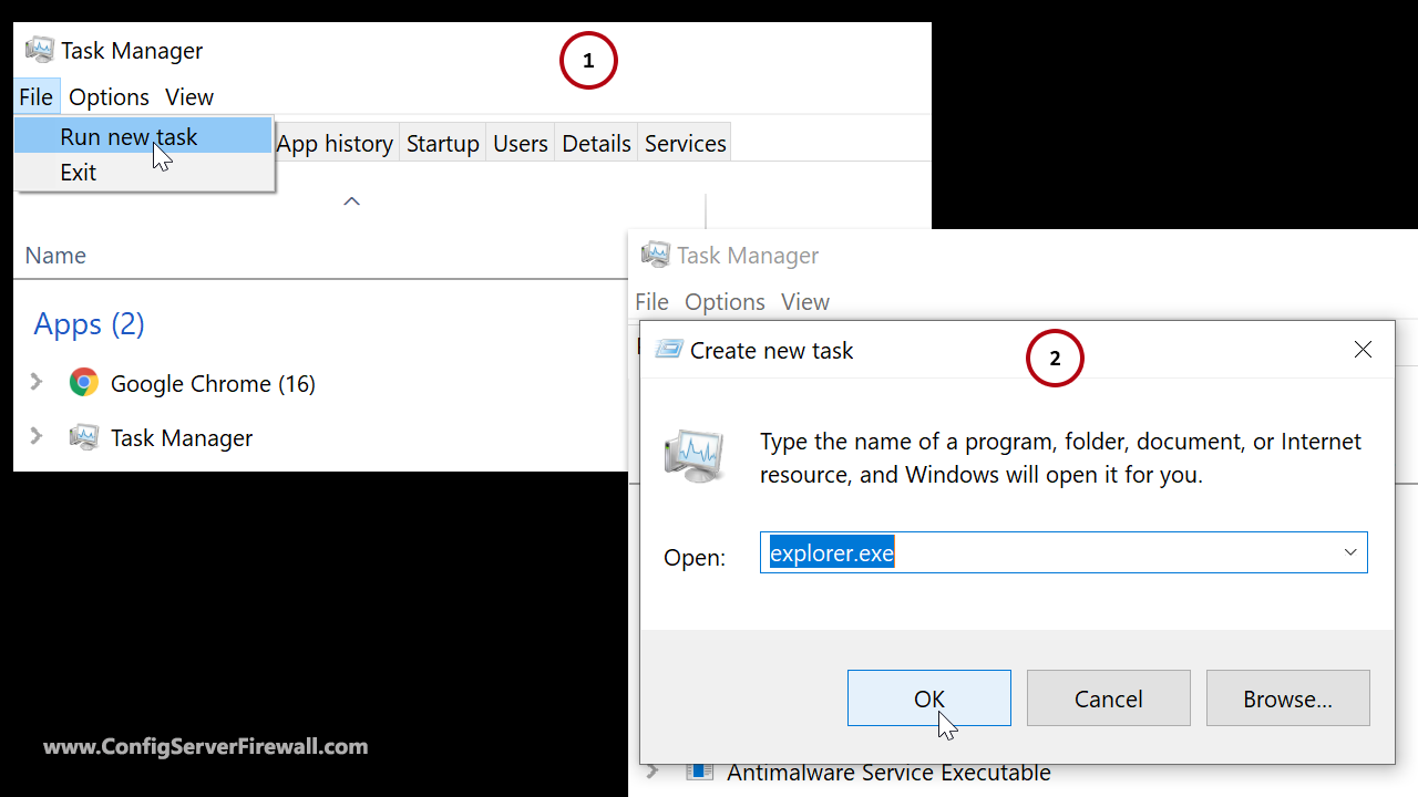 Start Windows Explorer From Task Manager