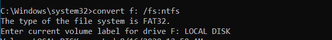 convert fat32 to ntfs