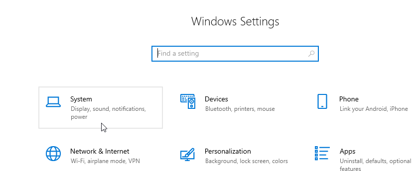 Windows 10 System Setting