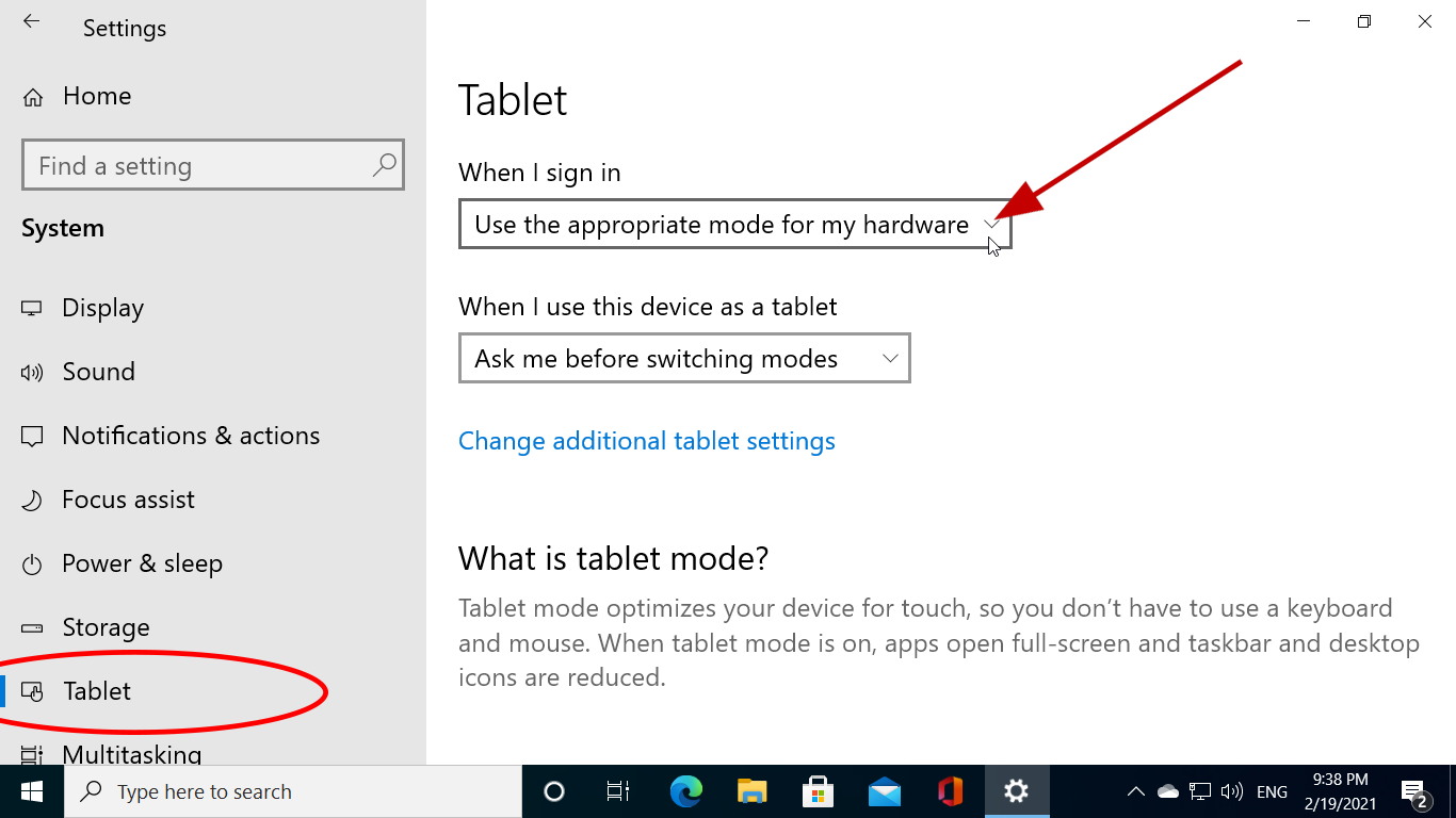 Turn Off Tablet Mode in Windows 10