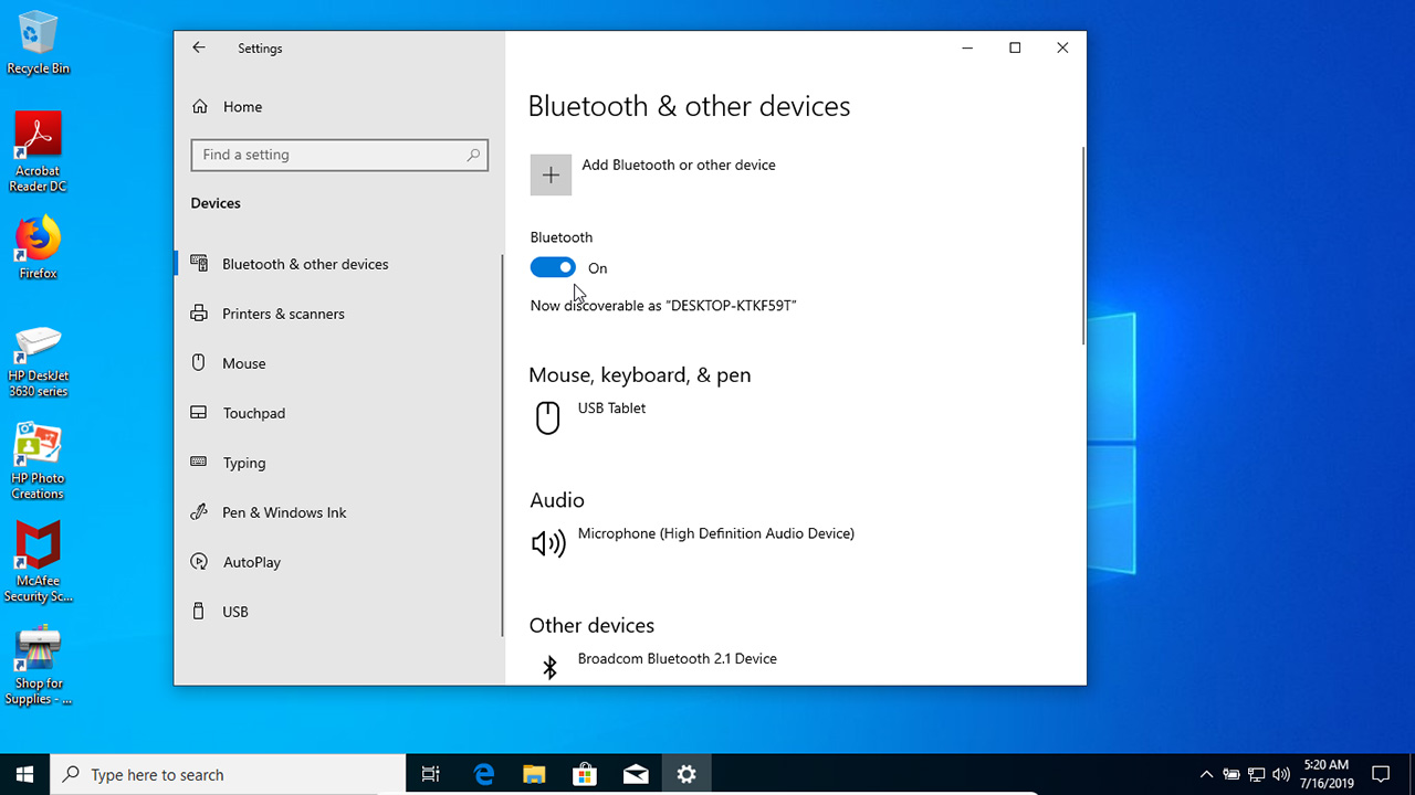 windows 10 pc turn on bluetooth missing