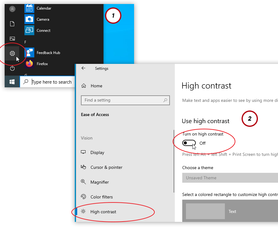 windows 10 high contrast mode