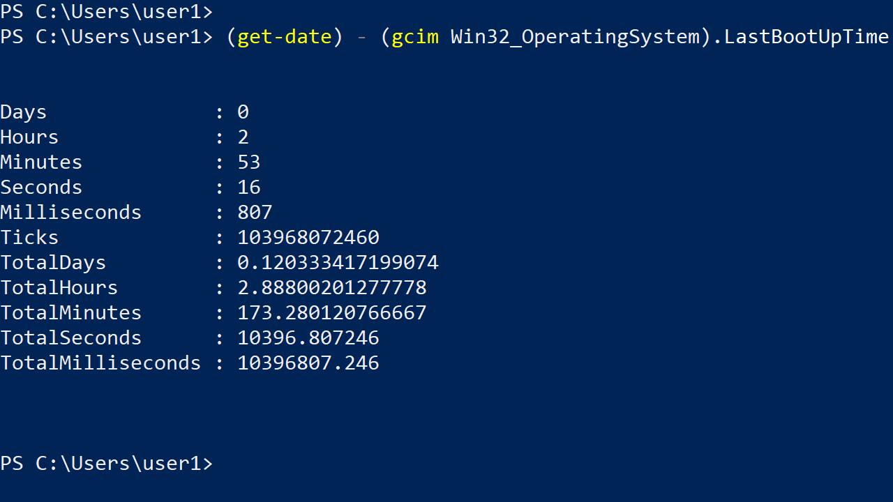 windows uptime command