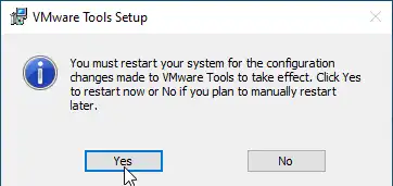 Restart your computer for the configuration changes made to VMware tools take effect.