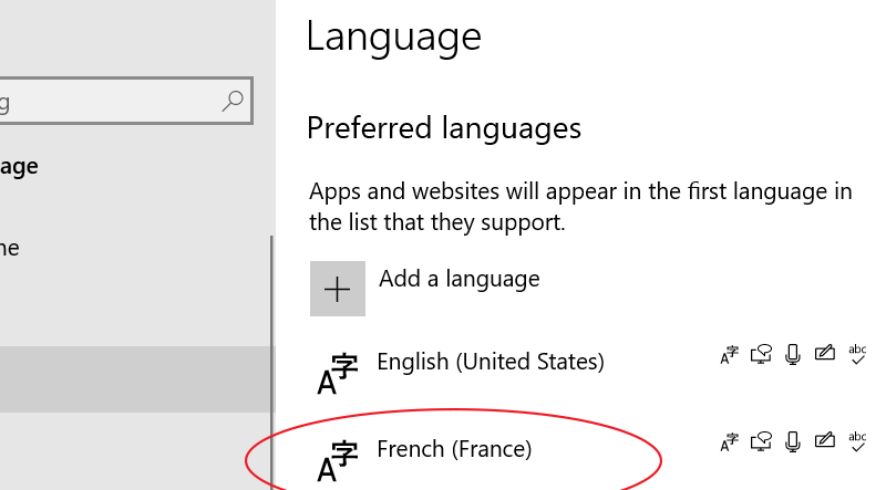 Preferred languages list