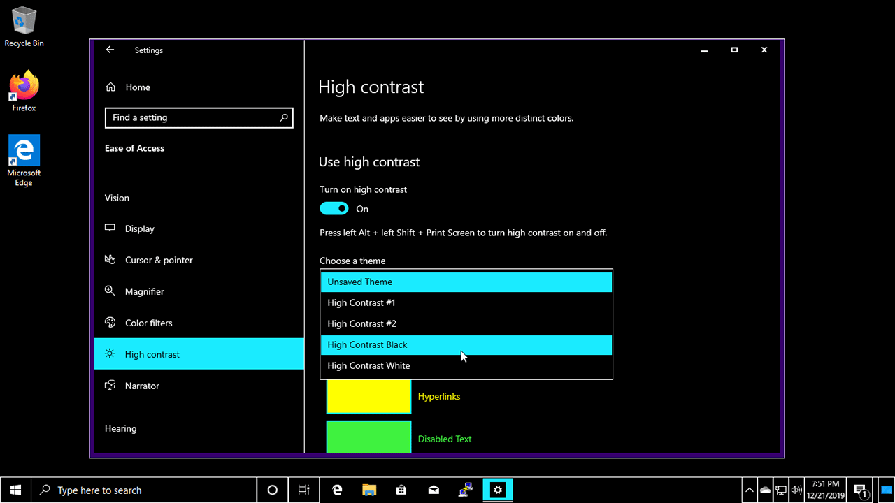 turn off dynamic contrast windows 10