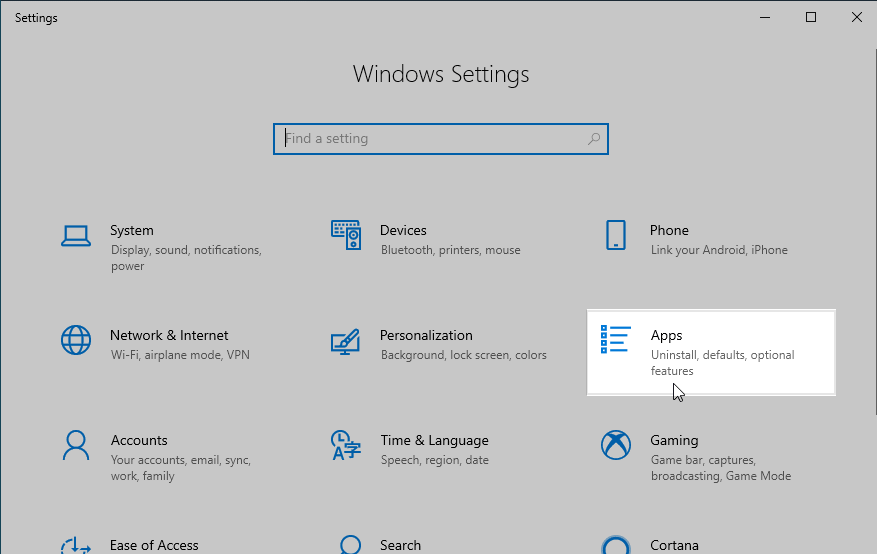 Windows 10 Apps Settings