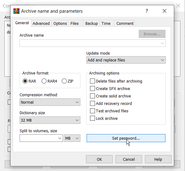 how to add password to zip file