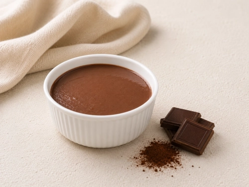 Chocolade flan dessert proteïne