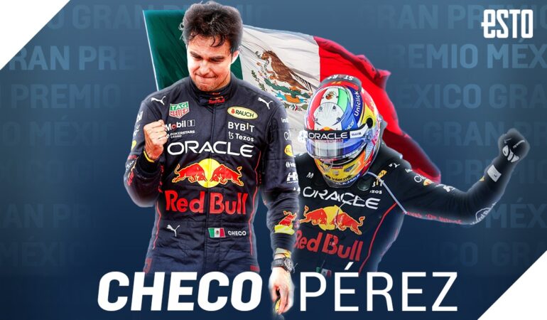 Checo es tercero en el Gran Premio de México. | Arte: Abril Hernández