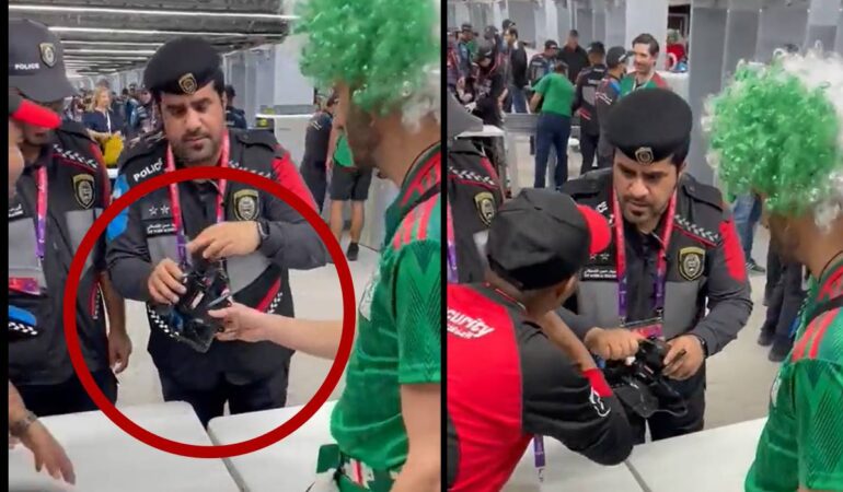 Qatar 2022: Aficionado del Tri intentó meter alcohol al estadio... ¡En unos binoculares! (VIDEO) | Foto: Captura