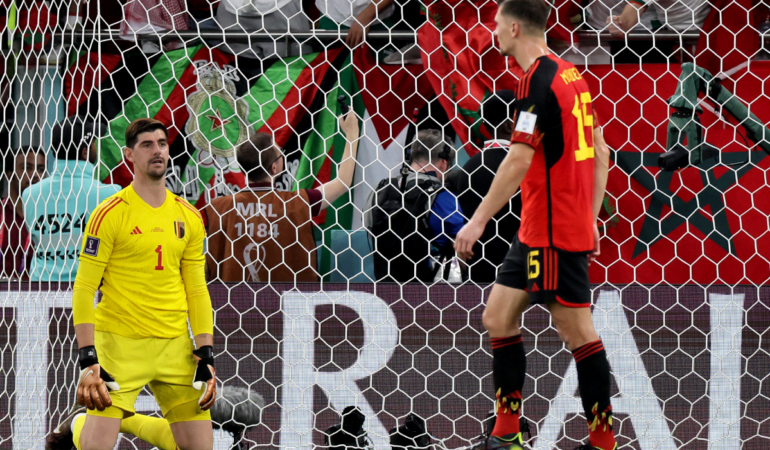 Thibaut Courtois tuvo un grosero error que le costo la derrota a Belgica ante Marruecos | AFP