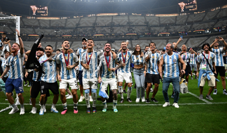 Argentina tuvo una acalorada celebración tras el título del Mundo / Foto: AFP
