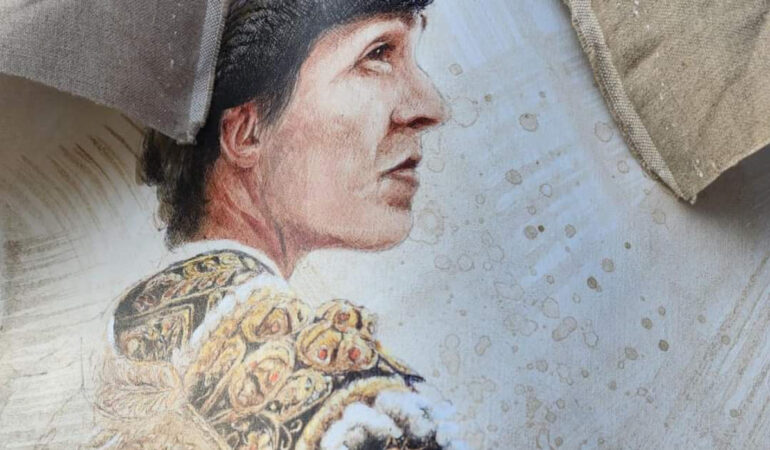 El artitsa Fernando García Herrera pintó el cartel de Diego Silveti. ARTE de Fernando García