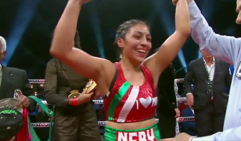 ¡Orgullo Mexicano! Nery Plata se convirtió en campeona del AMB y CMB en Canadá. | Foto: Captura