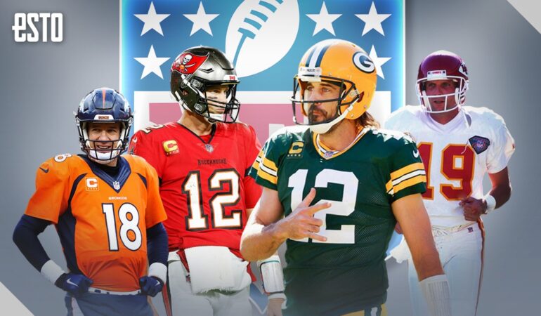 Aaron Rodgers, Peyton Manning, Tom Brady y Joe Montana