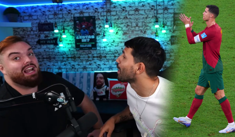 Ibai Llanos obligó al Kun a ver los mejores goles de CR7: