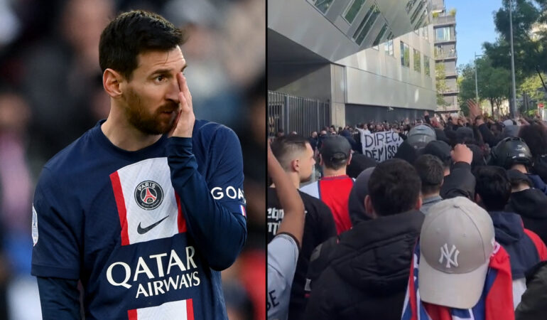 Hinchas del PSG se manifestaron contra Lionel Messi. FOTO: AFP / Especial