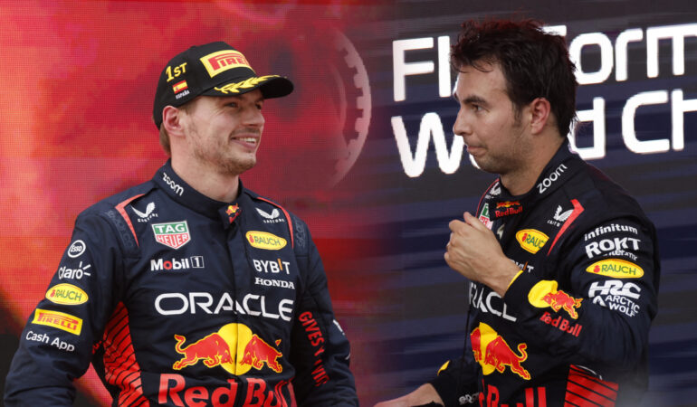 Max Verstappen y Checo Pérez. | Foto: REUTERS