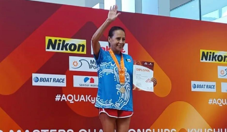 Laura Vaca logro dos récords mundiales en Fukuoka. Foto: Cortesia Prensa Nelson Vargas