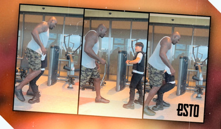Shaquille O´Neal fue cargado por campeona UFC. Arte: Noé Gómez