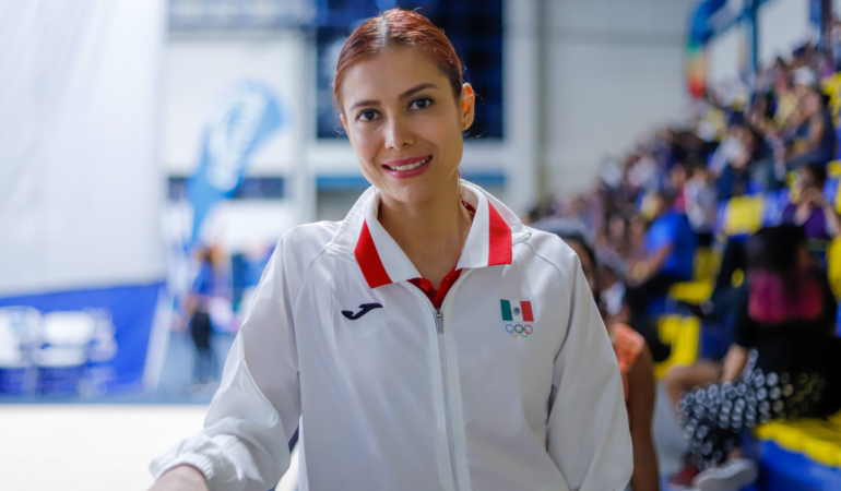 Blajaith Aguilar y el equipo de gimnasia rítmica van con ilusión a París 2024. FOTO: LUIS GARDUÑO