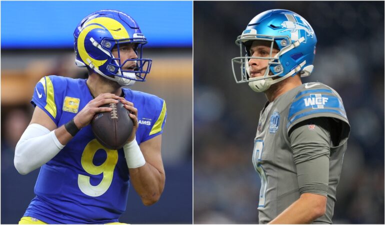 Jared Goff y Matthew Stafford se enfrentarán en playoffs. FOTOS: AFP