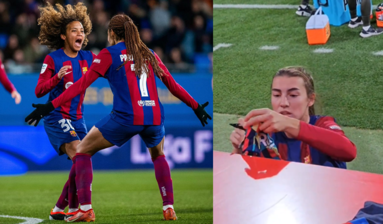 Las jugadoras acostumbran acercarse al público al terminar los partidos / Foto: FC Barcelona Femení