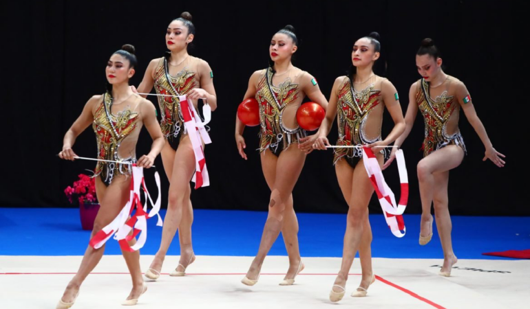 La selección mexicana de gimnasia rítmica se colgó el oro. Foto: Cortesía