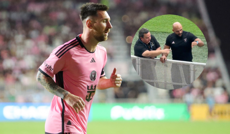 El guardaespaldas de Messi reviso el BBVA. FOTO: AFP