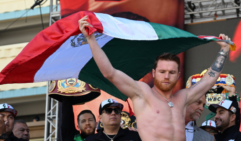 El Canelo Álvarez durante el pesaje, previo a la pelea ente Jaime Munguía / Foto Mexsport