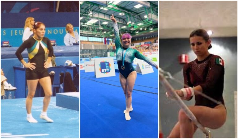 Alexa Moreno, Denisse López y Brenda Magaña, gimnastas mexicanas en salto de potro en Juegos Olímpicos. Foto: Cortesía
