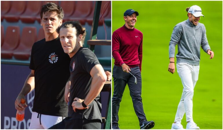 Diego Forlán y Gareth Bale ahora juega tenis y golf. Foto: Cortesía