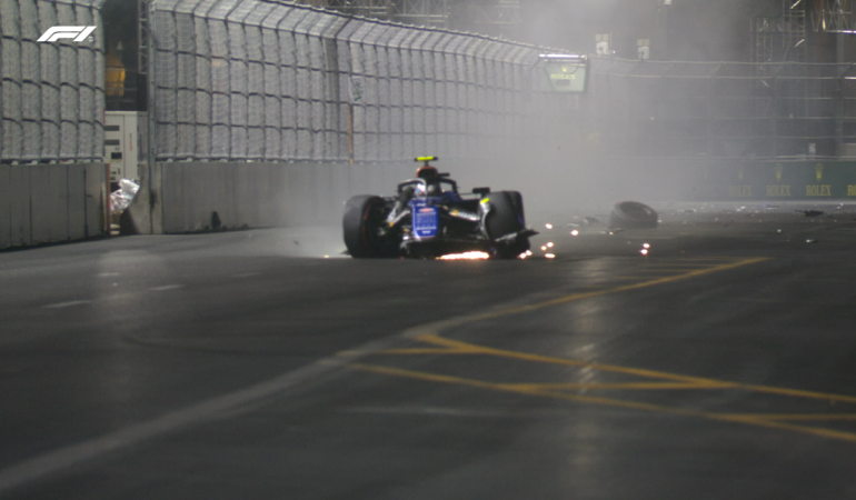 El piloto argentino Franco Colapinto tuvo un accidente en el GP de Las Vegas. Foto: @F1