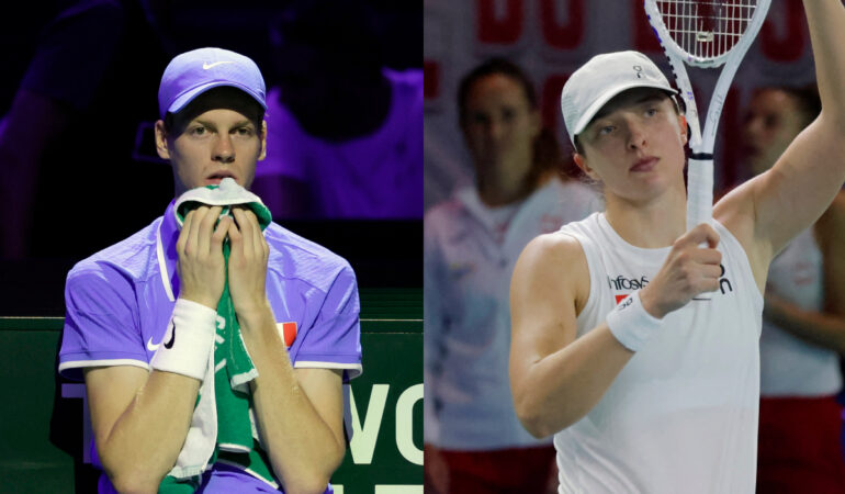 Jannik Sinner e Iga Swiatek dieron positivo a una prueba de dopaje. FOTOS: AFP