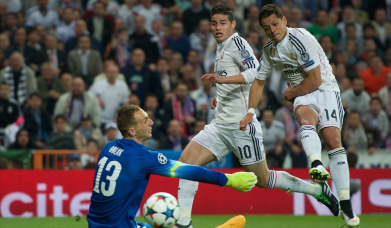 James Rodríguez y Javier Hernández en el Real Madrid. Foto: Mexsport