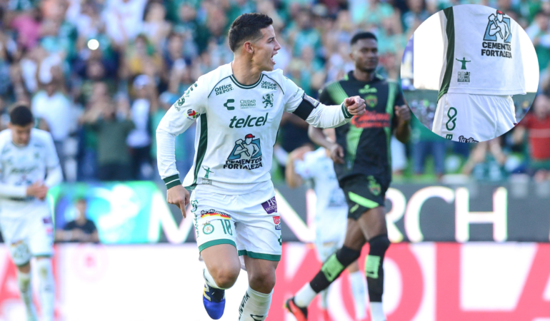 James Rodríguez y su playera del León. Foto: Mexsport