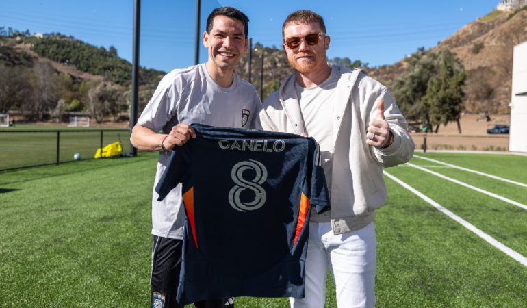 Saúl Álvarez y Hirving Lozano posaron para la cámara del San Diego FC. Foto: @sandiegofc