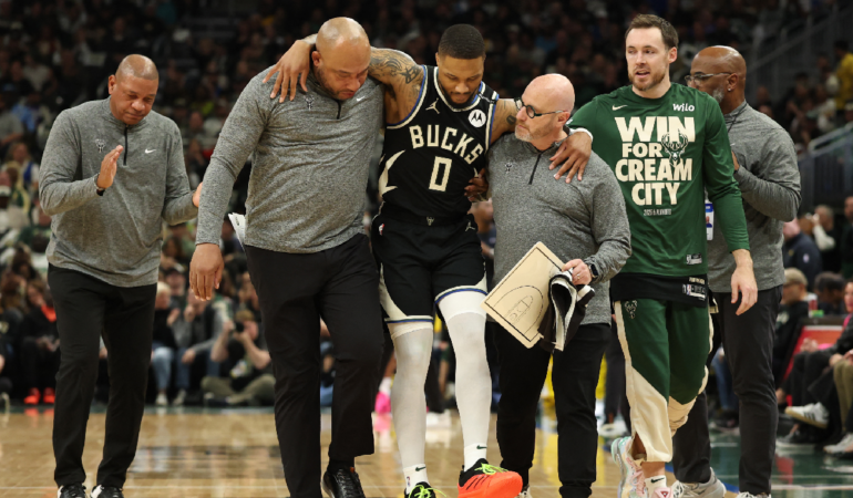 Damian Lillard se perderá los playoff de la NBA. Foto: AFP