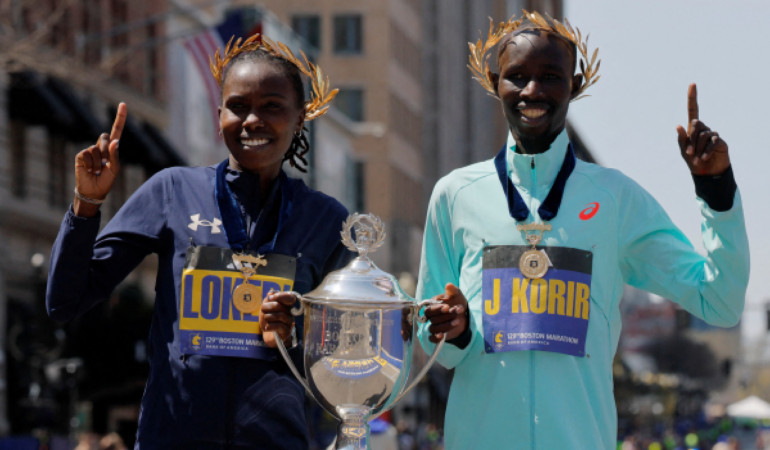 Sharon Lokedi y John Korir ganan el maratón de Boston foto_ Reuters