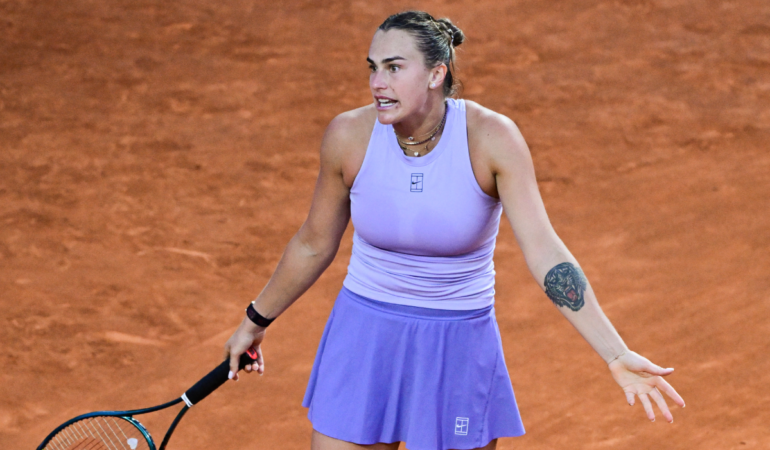 Sabalenka tuvo un partido para el olvido en Roma. FOTO: AFP