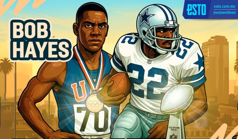 Bob Hayes, el estadounidense que logró medalla olímpica y un anillo en la NBA. Arte: Generado con IA