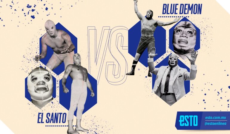 El Santo y Blue Demon, la épica rivalidad que nunca llegó a su desenlace / Arte: Noé López