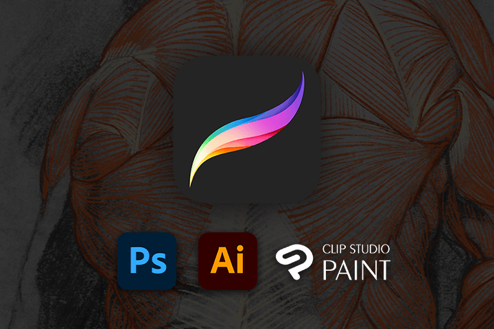 Photoshop、Illustrator、CLIP STUDIO