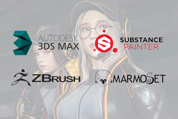 3d max, zbrush, substance painter, marmoset toolbag