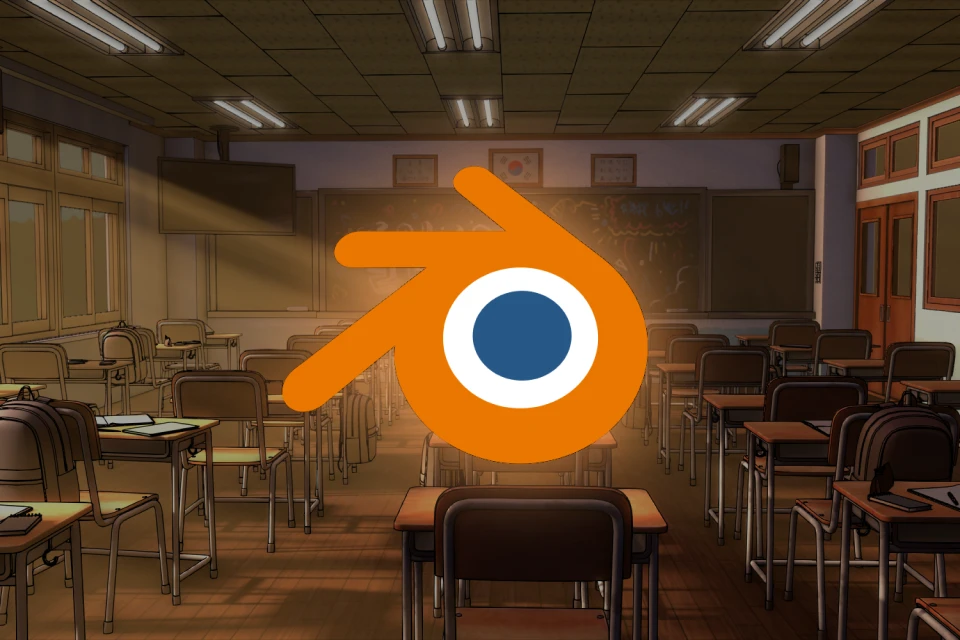 Blender anime style Classroom background / environment